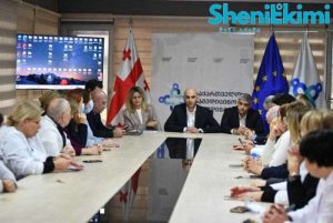 რესპუბლიკური საავადმყოფოს თანამშრომლები შეხვედრაზე ჯანდაცვის სამინისტროს წარმომადგენლებთან