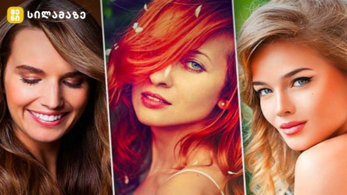 Collage of three smiling women with brown, red, and blonde hair; brand logo in the top-left corner.